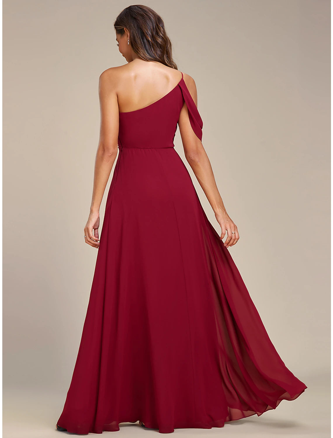 Wholesale A-Line Wedding Guest Dresses Elegant Dress Formal Wedding Floor Length Sleeveless One Shoulder Chiffon with Ruched